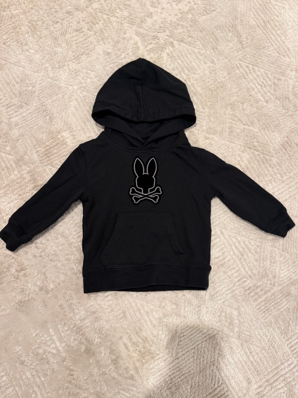 Psycho Bunny Kids Black Pullover Hoodie with Bunny Skull Graphic